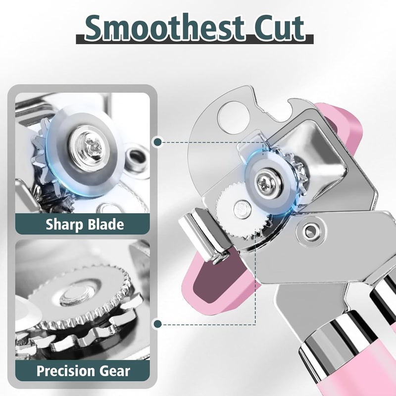 Yannier Multifunctional Heavy Duty Can Opener Manual Smooth Edge Can Opener and Bottle Openers with Magnet Durable Sharp Cutting Blade Comfortable Handle Big Effort-Saving Knob Kitchen Tool - Image 3